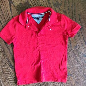 Tommy Hilfiger Toddler Boys’ Red Polo Shirt Classic Preppy Short Sleeve Collared